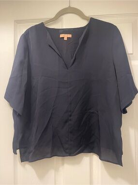 Machka Navy Embroidered Lace Back Blouse Size 38 (US 6)